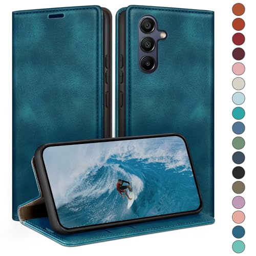 HUOUH für Samsung Galaxy A35 Hülle mit RFID Schutzhülle aus Lederhülle Handyhülle,Kartenfach Leder ständer Handy hülle,360 Grad Schutz Cover für Samsung A35 Klapphülle Wallet Case Türkis von HUOUH