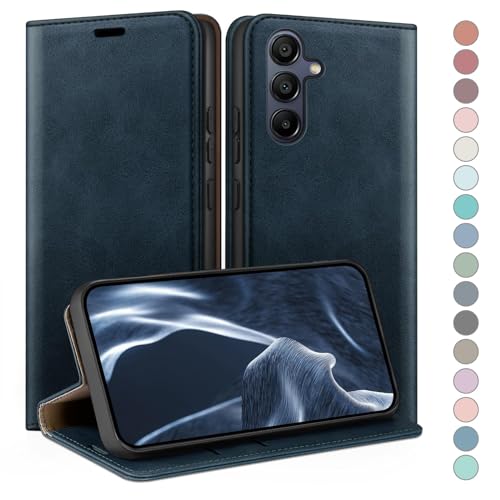 HUOUH für Samsung Galaxy A55 Hülle mit RFID Schutzhülle aus Lederhülle Handyhülle,360 Grad Schutz Case,Kartenfach Leder ständer Handy hülle für Samsung A55 Klapphülle Wallet Cover Dunkelblau von HUOUH