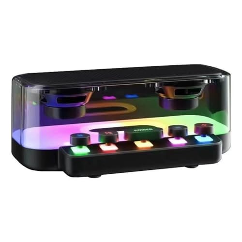 HUPYOMLER Bluetooth 5.2 Punk Lautsprecher Subwoofer Soundbox Tragbarer Kunststoff mit LED-Licht Gaming Kleine Lautsprecher von HUPYOMLER