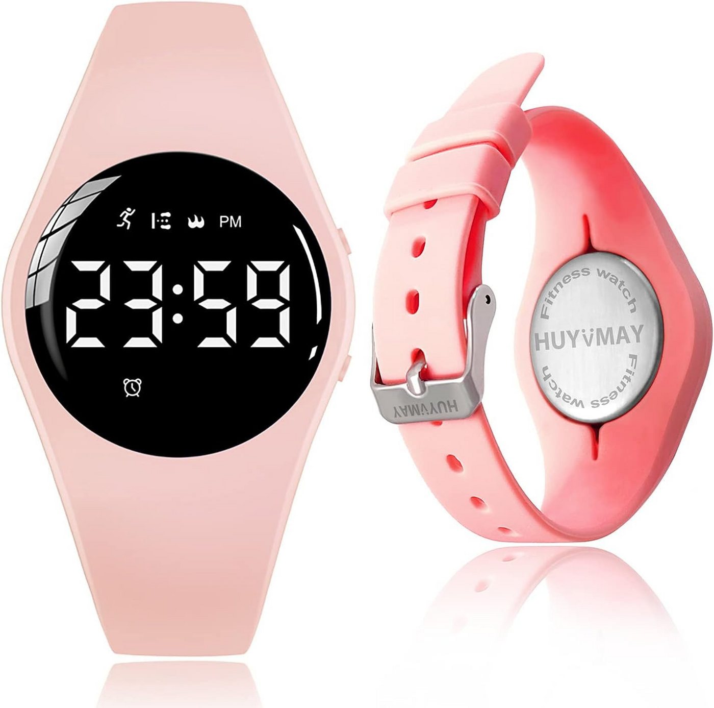 HUYVMAY für Damen & Kinder mit Fitness Tracker Schrittzähler IP68 Wasserdicht Watch, Mit Kalorienrechner Distanzzähler Schrittzähler Timer 2 Wecker Sport von HUYVMAY