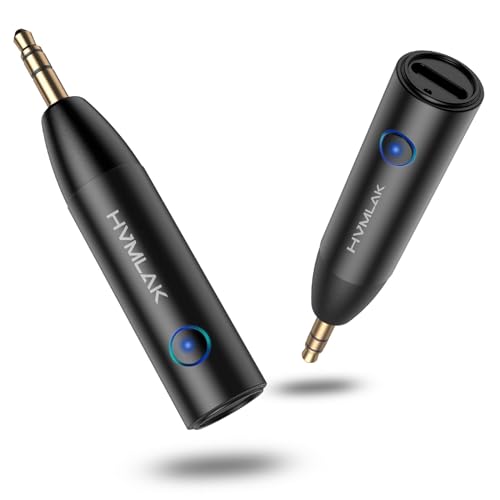 HVMLAK Aux Bluetooth Adapter Auto, Bluetooth 5.3 Empfänger Klinke 3.5 mit Stärkerem Mikrofon, für Auto und Heim Stereo, Musik Streaming, Freisprechanrufe, CD-Sound, Metallschale, [1 Stück]… von HVMLAK