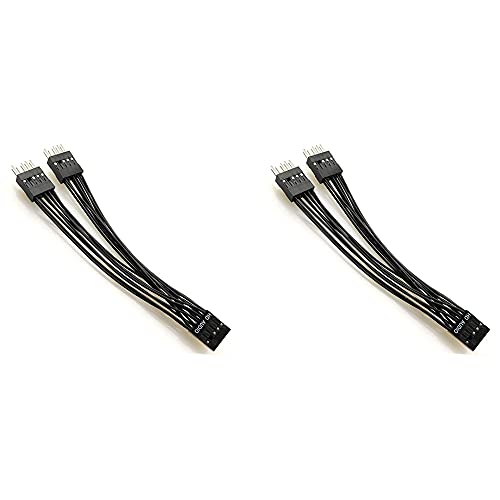 HVVENTY Motherboard HD Audio Verlängerungskabel 9 Pin 1 Buchse auf 2 Stecker Y Splitter Kabel Schwarz für PC DIY 10 cm, 2 Stück von HVVENTY