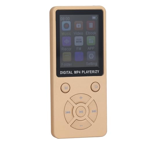 64 GB MP3-Player MP4-Player mit Bluetooth 5.0 1,8-Zoll-Bildschirm Tragbarer HiFi-Musikplayer mit Lautsprecher-Kopfhörer (Gold) von HWGING