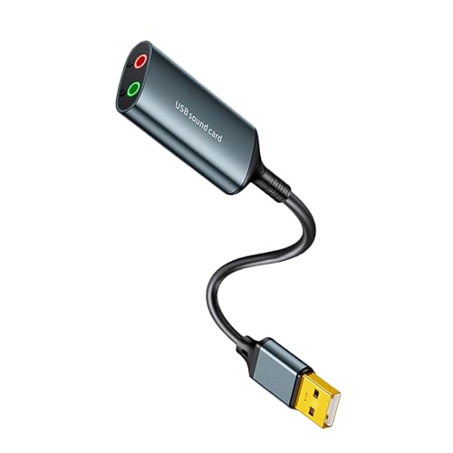 Externer USB-Soundkarten-Adapter, USB 2.0 auf 3,5 mm Hörmikrofon für Laptop, PC, Kopfhörer, Hörgeräte von HXNH