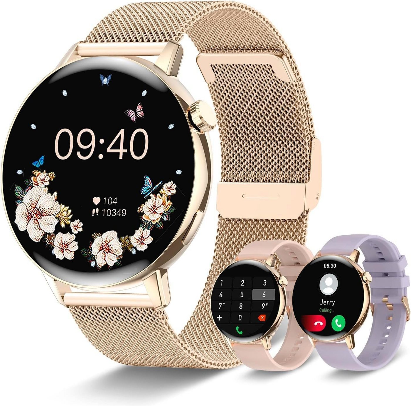 HXQHSTBG Männe & Frauen's Smartwatch (1,32 Zoll, Android / iOS), Mit stilvollem Design, Eleganz, Sprachanrufen und Kamerasteuerung von HXQHSTBG
