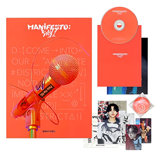 ENHYPEN - [MANIFESTO : DAY 1] (D Ver.) Package + Photo Book + CD-R + Photo Card + Postcard + Message Card + Can Badge + Instant Sticker + Poster With Lyrics + 2 Pin Button Badges + 4 Extra Photocards von HYBE Ent.
