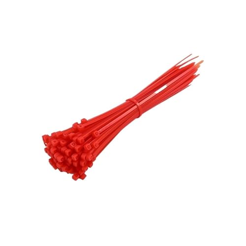 Kabelbinder, Kabelbinder-Sortiment, 100 Stück Kabelbinder, selbstsichernd, 3 x 100 mm/4 x 200 mm/5 x 300 mm(Red 100 Pieces,3x100mm W1.9mm) von HYBZDKEOP