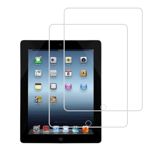 HYGMOCC Displayschutzfolie aus gehärtetem Glas für Apple iPad 2, 3, 4, kratzfest, blasenfrei, hohe Auflösung, 2 Stück von HYGMOCC