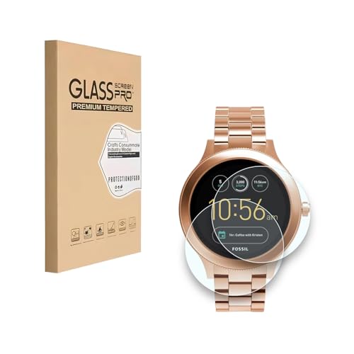 HYGMOCC Displayschutzfolie für Fossil Q Venture Gen 3 Smartwatch Displayschutzfolie aus gehärtetem Glas, 9H Härte, kratzfest, hochauflösend, blasenfrei (2 Stück) von HYGMOCC