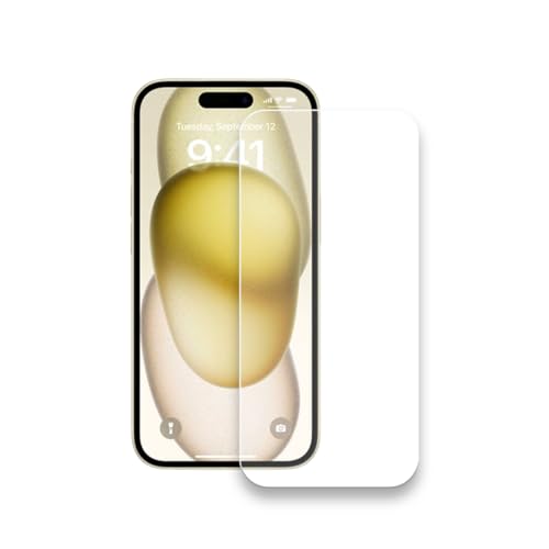 HYGMOCC Displayschutzfolie für iPhone 15–6,1 Zoll, hüllenfreundlicher Sensorschutz, gehärtete Glasfolie, kompatibel mit dynamischen Inseln, ultraklar, kratzfest, Härtegrad 9H, blasenfrei (1 Stück) von HYGMOCC