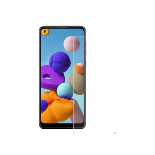 Kompatibel mit Samsung Galaxy A21 Displayschutzfolie aus gehärtetem Glas, berührungsempfindlich, Härtegrad 9H, kompatibel mit Fällen (1 Stück) von HYGMOCC