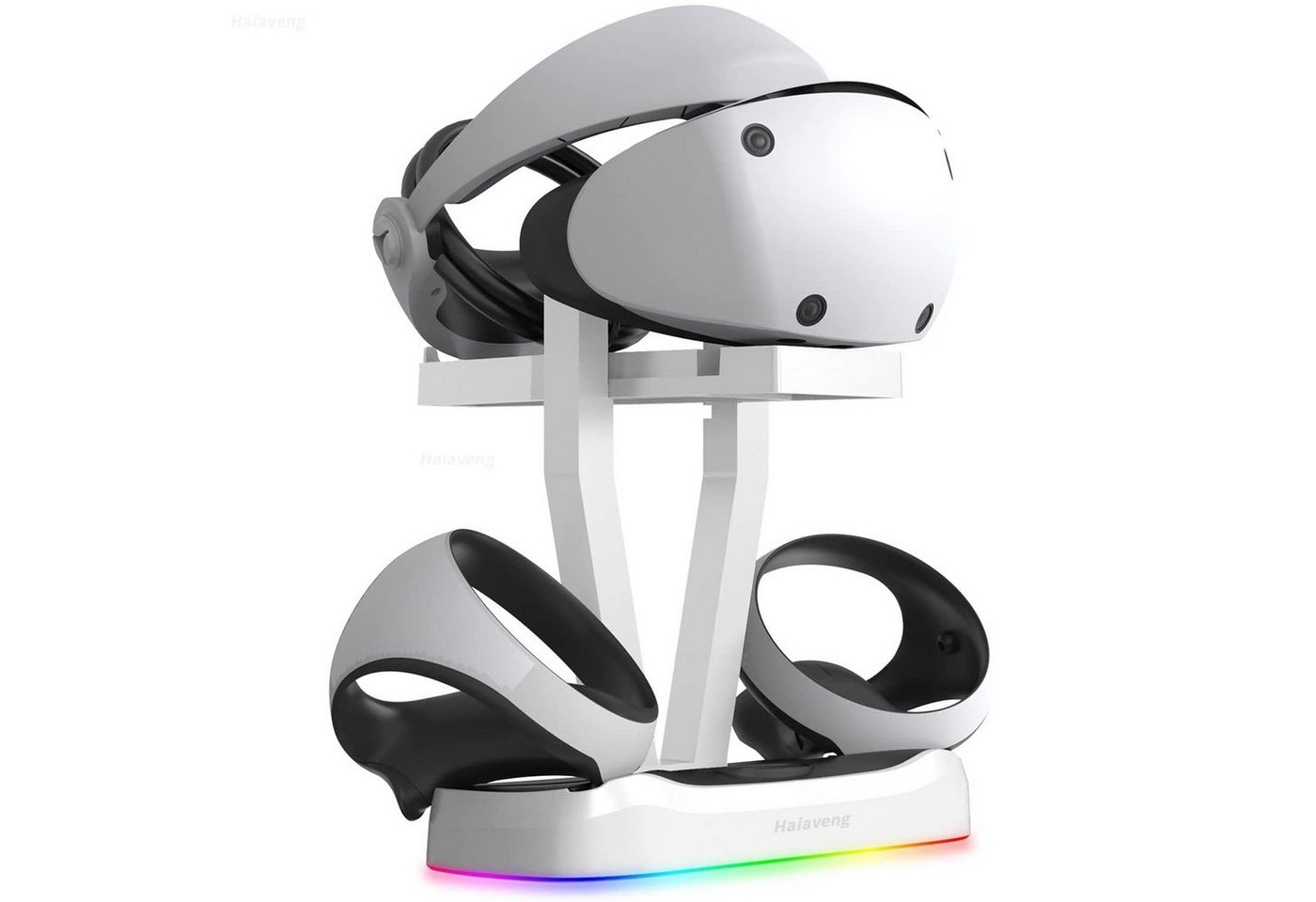Haiaveng Ladestation kompatibel mit Playstation VR 2 Controller, PS VR2 Storage Controller-Ladestation (LED Ständer für PS VR 2 Headset & Sense Controller mit 10 RGB-Licht) von Haiaveng