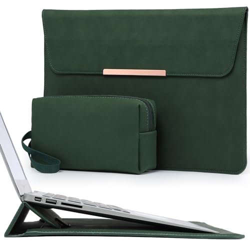 HYZUO 13,3-14 Zoll Laptophülle Laptop Hülle Tasche mit Standfunktion für MacBook Pro 14 M4/M3/M2/M1 Pro/Max 2025-2021, MacBook Air/Pro 13.3, 13.8"/13.5" Surface Laptop, Mitternachtsgrün(Smiley) von HYZUO