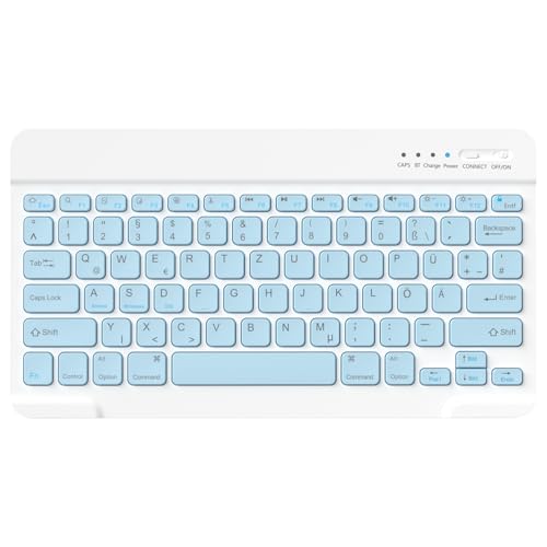 Bluetooth Tastatur, Bluetooth Keyboard, German Layout QWERTZ Lightweight Portable Wireless Keyboard for iPhone, iPad, Samsung, Lenovo, Huawei, Kompatibel Windows, Android, IOS von HZD