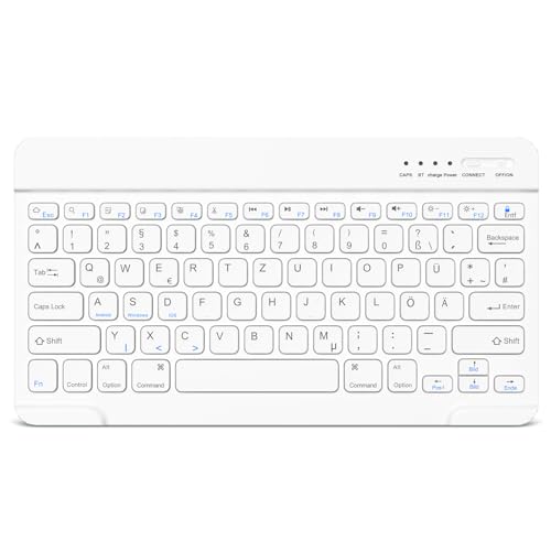 Bluetooth Tastatur, Bluetooth Keyboard, German Layout QWERTZ Lightweight Portable Wireless Keyboard for iPhone, iPad, Samsung, Lenovo, Huawei, Kompatibel Windows, Android, IOS von HZD