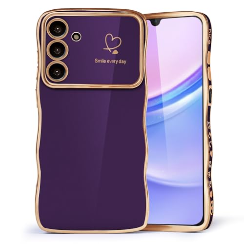 HZLFCZL Kompatibel mit Samsung Galaxy A15 4G/5G Hülle,Cute Heart Mobile Phone Case Waves Curly Mädchen Weich TPU Kameraschutz Mädchen Handyhülle Phone Case für Samsung A15-DunkeViolett von HZLFCZL