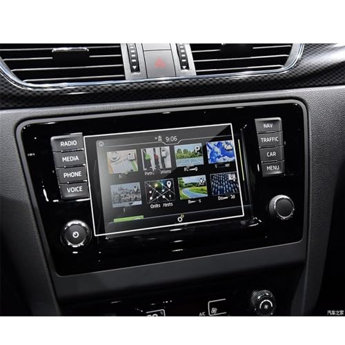 HZSMYXGS Auto Displayschutzfolie Kompatibel mit Skoda für Rapid 2016 2017 2018 2019 2020 2021, Autoradio, GPS-Navigationsbildschirm, Aufkleber, gehärtetes Glas, Schutzfolie, 6,5 Zoll von HZSMYXGS