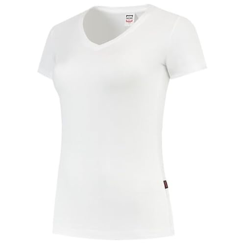 Tricorp 101008 Casual V-Ausschnitt Fitted Damen T-Shirt, 95% Baumwolle/5% Elastan, Spandex, 190g/m², Weiß, Größe S von Haas F1 Team