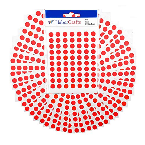 8 mm rote Punkt-Aufkleber, farbige Klebepunkte, leicht abzuziehen, selbstklebende Kreis-Aufkleber, Etiketten für Farbkodierung, Kalender, Scrapbooks & Organisieren (rot, 1 Packung – 490 Aufkleber) von Habercrafts