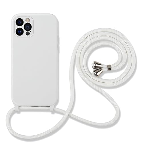 Hadwii Handykette Hülle für iPhone 15 Pro Hülle Silikon Necklace Einstellbar Handyhülle mit Kordel zum Umhängen iPhone 15 Pro mit Mikrofaser-Innenfutter Schutzhülle mit Band, Weiß von Hadwii