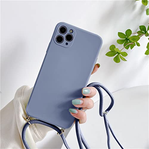 Handykette Hülle für iPhone 12 Pro HandyHülle mit Kordel zum Umhängen, Soft TPU Silikon Cover mit Band Hülle [Einstellbar] [Abnehmbar] Necklace Case für iPhone 12 Pro - Lavendelgrau von Hadwii