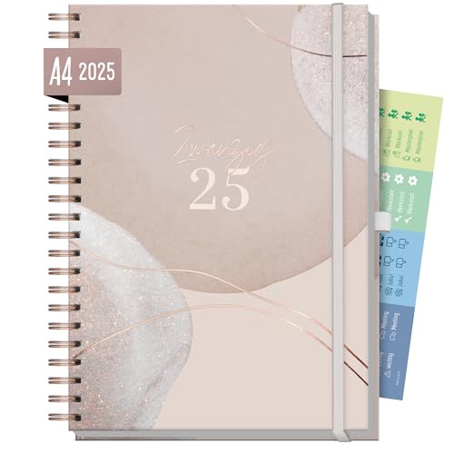 Häfft® Business-Timer 2025 A4 Maxi "Soft Beige" 1 Woche 2 Seiten - XL Terminplaner, Wochenplaner, Wochenkalender, Organizer, Terminkalender - nachhaltig & klimafreundlich von Häfft