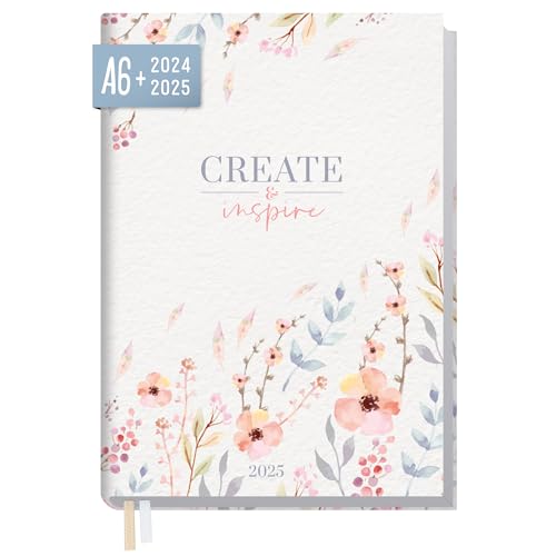 Häfft® Chäff-Timer Mini Taschenkalender 2024/2025 A6+ "Sweet Flowers" Terminplaner klein mit 1 Woche auf 2 Seiten, Wochenplaner, Organizer - nachhaltig & klimafreundlich von Häfft