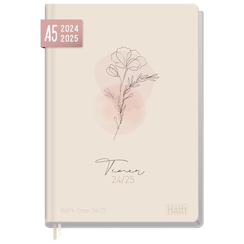 Häfft-Timer 2024/2025 A5 "Dainty Flower" Hardcover Schulplaner, Schülerkalender, Schülerplaner, Studienplaner, Semesterplaner - nachhaltig & klimafreundlich von Häfft