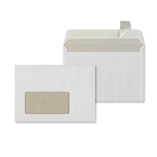 1000 Briefumschläge DIN C6 114x162 mm haftklebend weiß mit Fenster Briefhüllen 100642 von Händler mashpaper