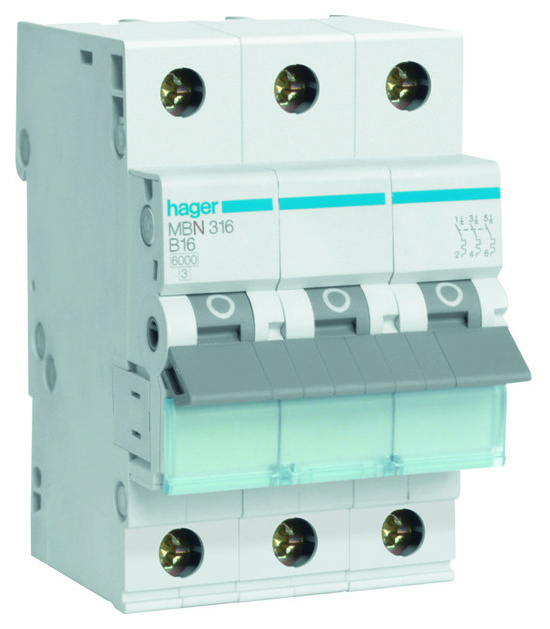 Hager MBN316 Sicherungsautomat 3P B 16A 6kA von Hager