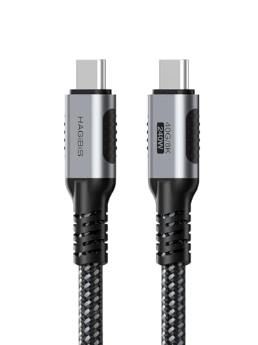 Hagibis USB 4 Kabel, Graphen-geflochtenes USB-C zu USB-C 240W Schnellladekabel mit 8K@60Hz 40Gbps Datenübertragung Thunderbolt 4/3 Videokabel für iPhone 15/15 Pro Max, iPad, MacBook Pro Air von Hagibis