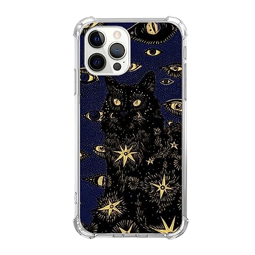 Trippy Psychedelic Cat Hülle Kompatibel mit iPhone 16 Pro, Hippie Schwarze Katze Tier Cover für iPhone 16 Pro, Coole TPU Handyhülle von Hagkou