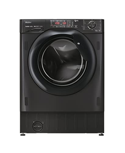 Haier SERIE 4 HWDQ90B416FWBB-S Einbau-Waschtrockner / 9 kg Waschen / 5 kg Trocknen/Inverter-Motor/Extra trockene Wäsche dank 1.600 U/min. / Dampfwaschfunktion/Aqua Stopp Wasserschutz, Schwarz von Haier