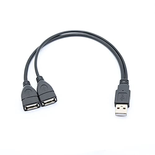 Haiki USB-Port-Verlängerungskabel, 30 cm Länge, Hub, Daten-Ladegerät, Netzteil-Adapter, USB-Port-Verlängerungsadapter, USB-Splitter, Y-Kabel, 1 Stecker auf 2 Buchsen, Verlängerungskabel für Auto von Haiki