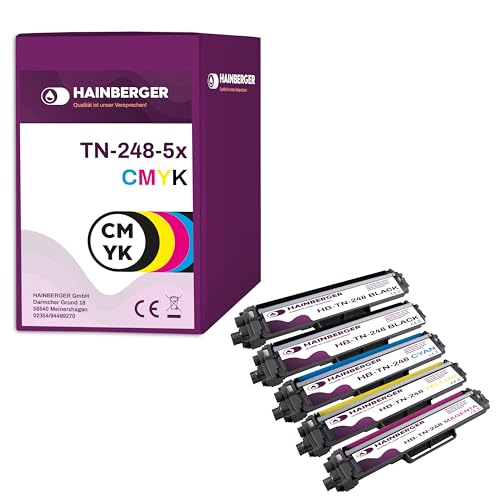 Hainberger 5X Toner mit Chip Kompatibel TN248 CMYK für Brother MFC-L8390CDW MFC-L8340CDW HL-L8240CDW HL-L8230CDW von Hainberger