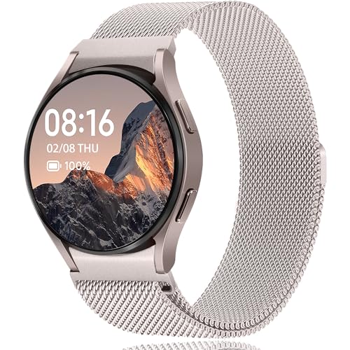 HalfYue No Gap Metallarmband kompatibel mit Galaxy Watch 6/5/4 40 mm 44 mm/ 5 Pro 45 mm/Watch 6/4 Classic 43 mm 47 mm 42 mm 46 mm/Active 2 44 mm 40 mm, Verstellbarer Ersatzarmband für Männer/Frauen von HalfYue