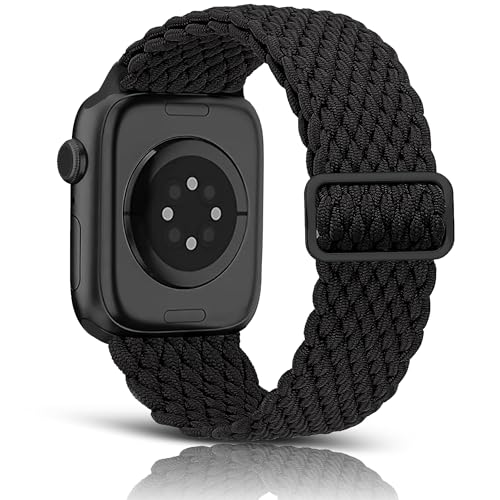 HalfYue Nylon Armband Kompatibel mit Apple Watch Armband 42mm 44mm 45mm 49mm für Männer/Frauen, Verstellbares Elastisches Geflochten Armband für iWatch Series 9/8/7/6/5/4/3/2/1/Ultra2/SE von HalfYue