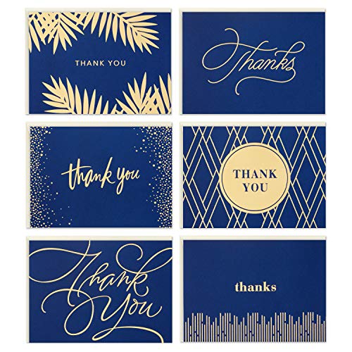 Hallmark Dankeskarten Sortiment, Gold und Marineblau (120 Dankeskarten mit Umschlägen für Hochzeit, Brautparty, Babyparty, Business, Abschluss) von Hallmark