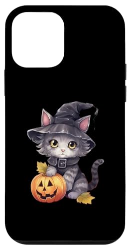 Hülle für iPhone 12 mini Retro schwarze Katze Kürbis Halloween Kostüm Herbst Saison von Halloween Cat Pumpkin