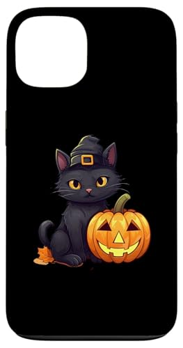 Hülle für iPhone 13 Retro schwarze Katze Kürbis Halloween Kostüm Herbst Saison von Halloween Cat Pumpkin