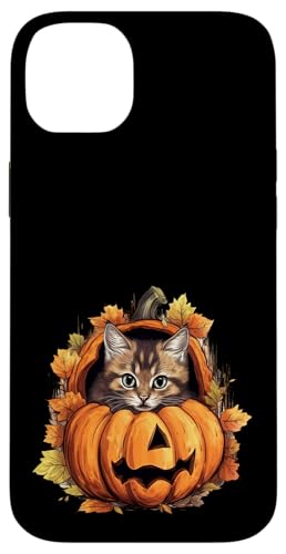 Hülle für iPhone 14 Plus Retro schwarze Katze Kürbis Halloween Kostüm Herbst Saison von Halloween Cat Pumpkin