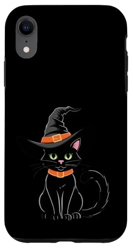 Hülle für iPhone XR Retro schwarze Katze Kürbis Halloween Kostüm Herbst Saison von Halloween Cat Pumpkin