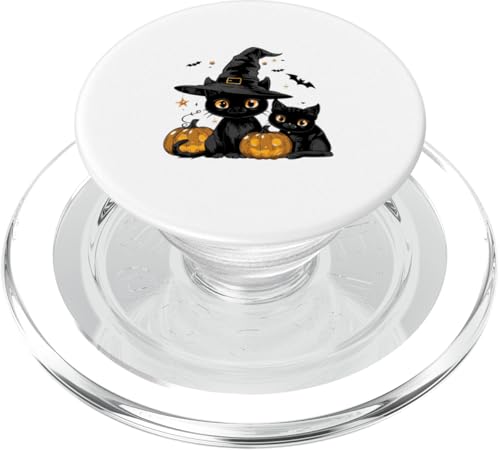 Retro schwarze Katze Kürbis Halloween Kostüm Herbst Saison PopSockets PopGrip für MagSafe von Halloween Cat Pumpkin