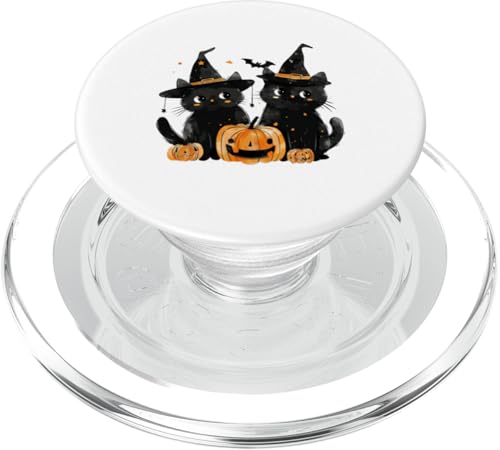 Retro schwarze Katze Kürbis Halloween Kostüm Herbst Saison PopSockets PopGrip für MagSafe von Halloween Cat Pumpkin