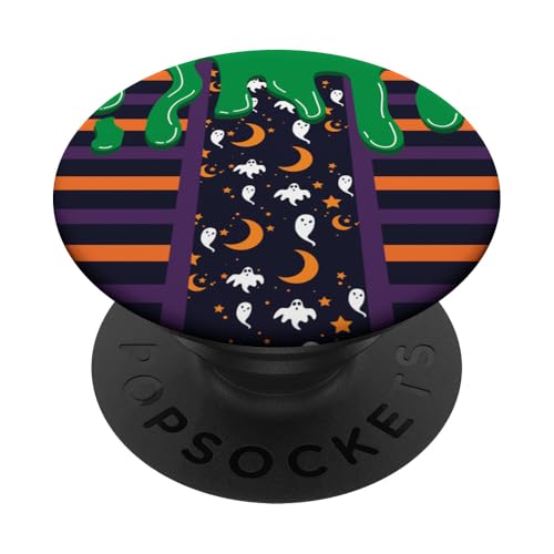 Halloween Grün Geist Mond Orange Streifen Tropfen Mama Papa Kinder PopSockets mit austauschbarem PopGrip von Halloween Costume Fall Shopp