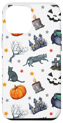 Hülle für iPhone 13 Pro Max Halloween Kürbis kreuzt Bäume Kessel Katzen für Familien von Halloween Costume Fall Shopp