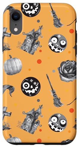 Hülle für iPhone XR Halloween Kürbisse Monster Rose Kreuz für Männer Frauen und Kinder von Halloween Costume Fall Shopp