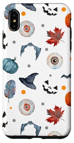 Hülle für iPhone XS Max Halloween Kürbis Augapfel Hexenhut Blatt Fledermäuse für Familien von Halloween Costume Fall Shopp