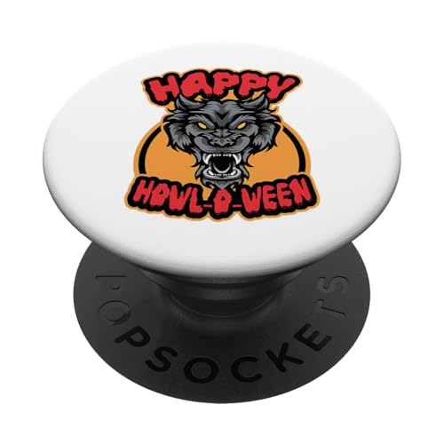 Howl O Ween Wolf Happy Halloween Kostüm Papa Mama Jungen Mädchen PopSockets Klebender PopGrip von Halloween Costume Men Women Kids Toddler Boy Girl