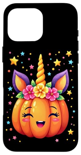 Hülle für iPhone 16 Pro Max Niedlicher Halloween-Einhorn-Kürbis für Mädchen und Kinder von Halloween Costume Tees for Kids Girls Women